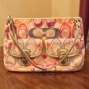 Authentic Coach Multicolored Bag with Gold Trim